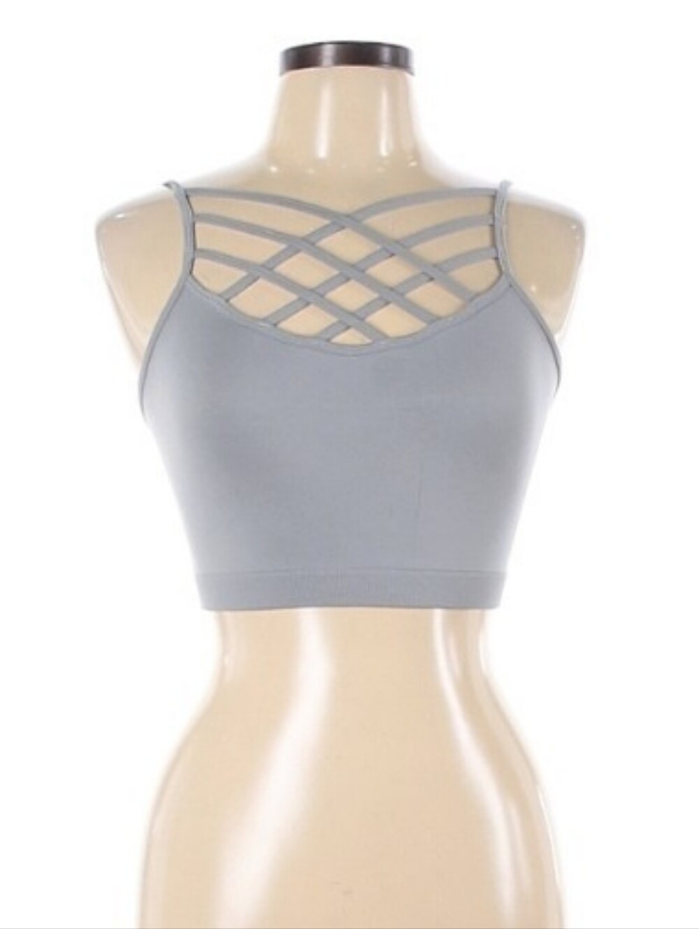 Zenana Outfitters Light Gray Strappy Sports Bra